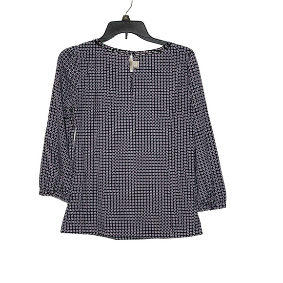 J. Crew Womens Blouse Size XS Black With Gray Purple Geometric Pattern - Picture 5 of 5